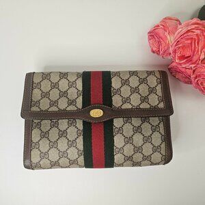 Gucci GG Supreme Web Sherry Line Clutch Bag